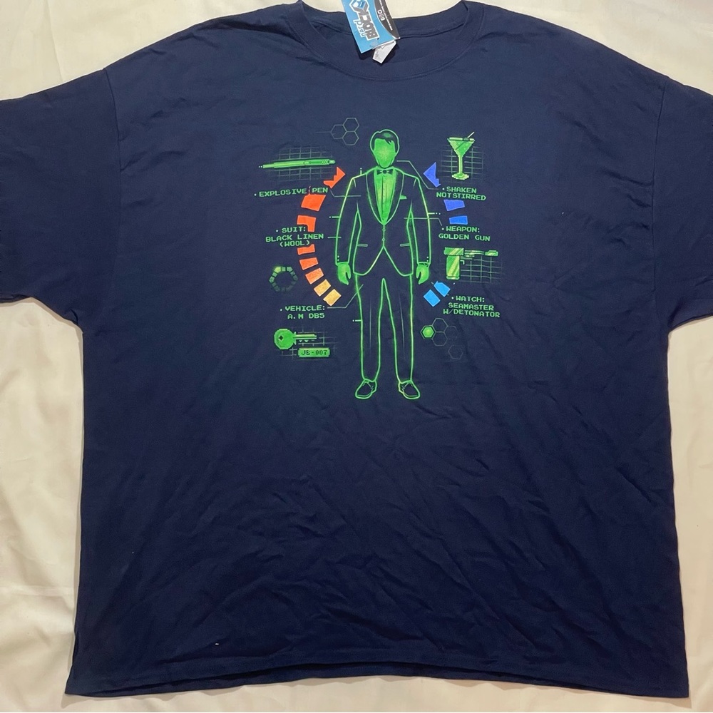 James Bond Dressed to Kill Tuxedo Graphic T-shirt Blue Men’s sz: 3XL